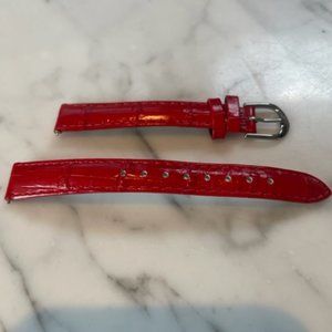 12mm Crocodile look watchband for Michele watch - red Genuine leather